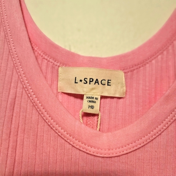 NWT L*space Jenna Pink Rib Knit Sleeveless Women's Midi Dress Size Medium 8/10 - Picture 6 of 10